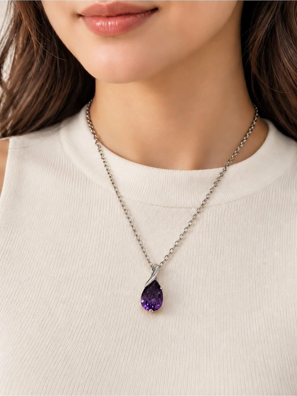 Purple Pendant Necklace 316L steel
